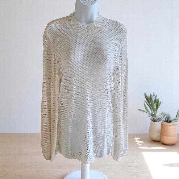 Outlet WHBM Mock Neck Pointelle Pullover Style 570360487- Sz M - Picture 1 of 7